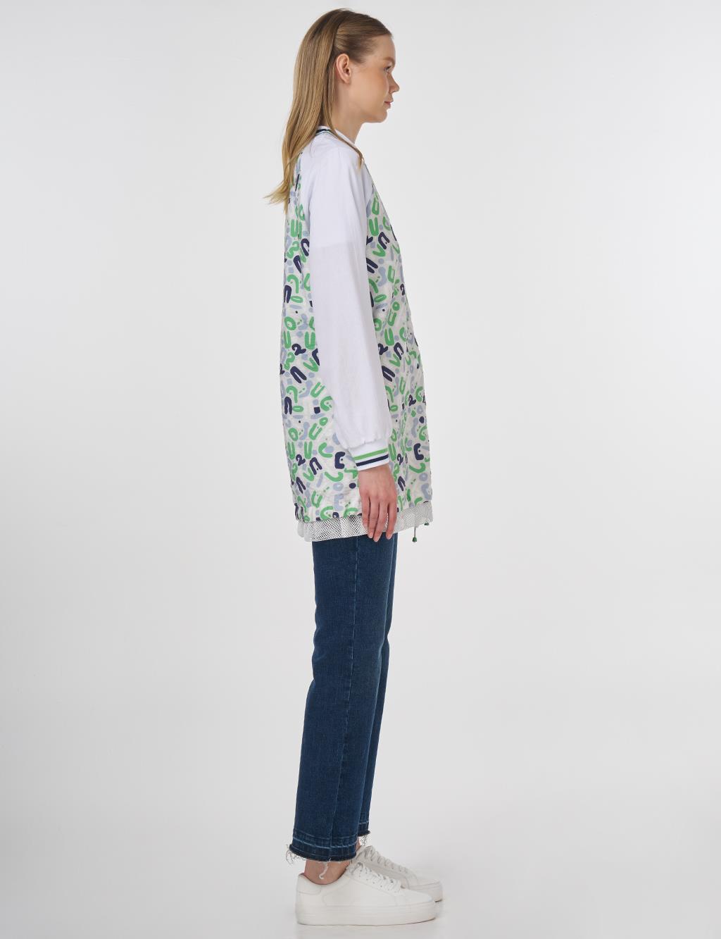 Fabric-Trimmed Printed Jacket Optic White 