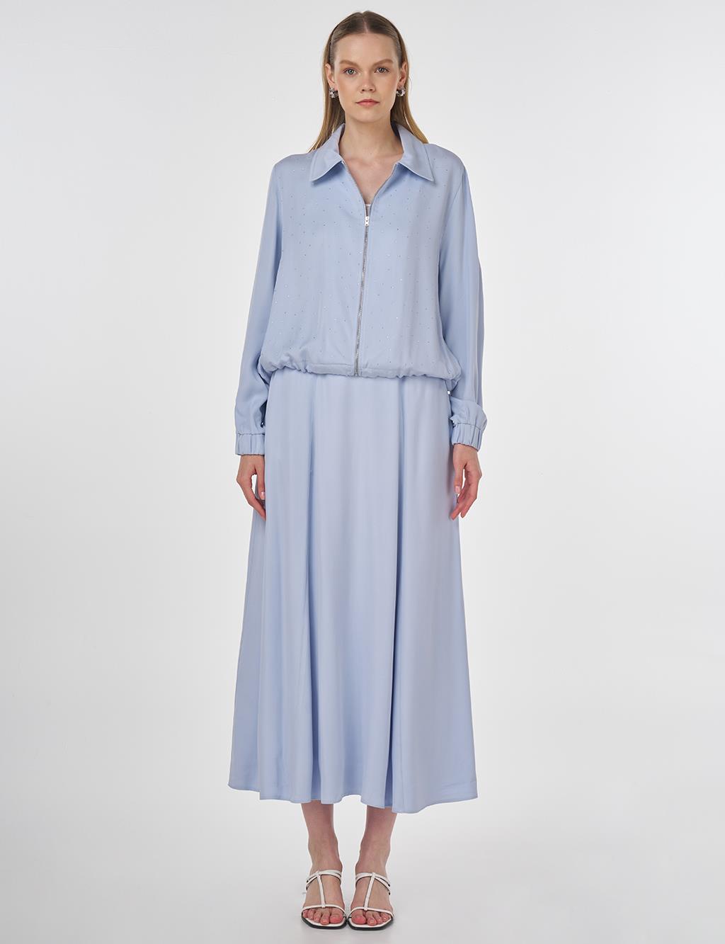 Hotfix Printed Modal Two-Piece Set in Light Blue