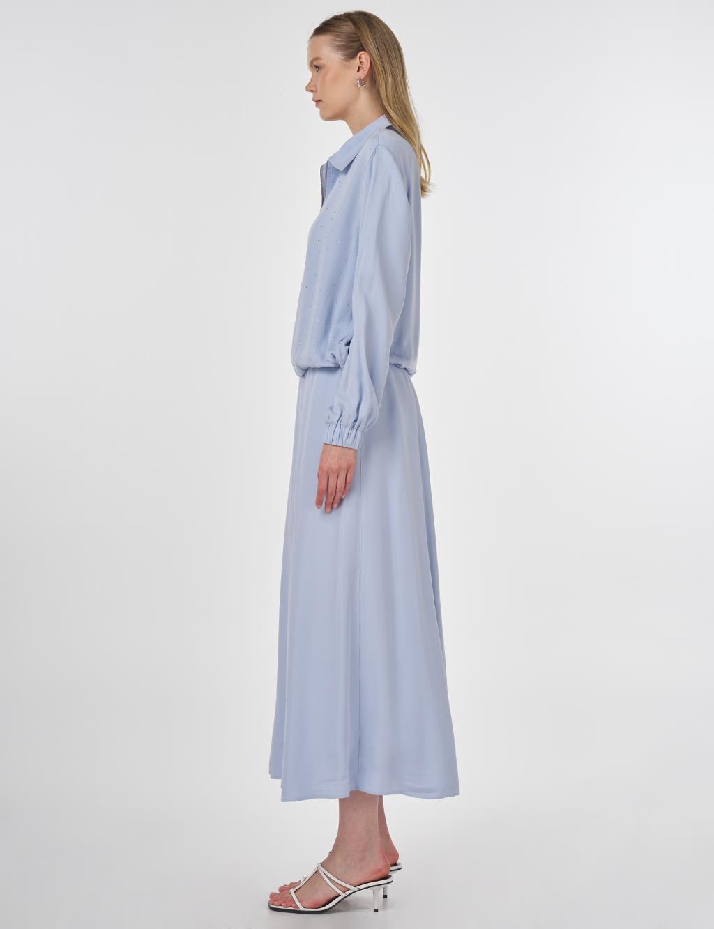 Hotfix Printed Modal Two-Piece Set in Light Blue