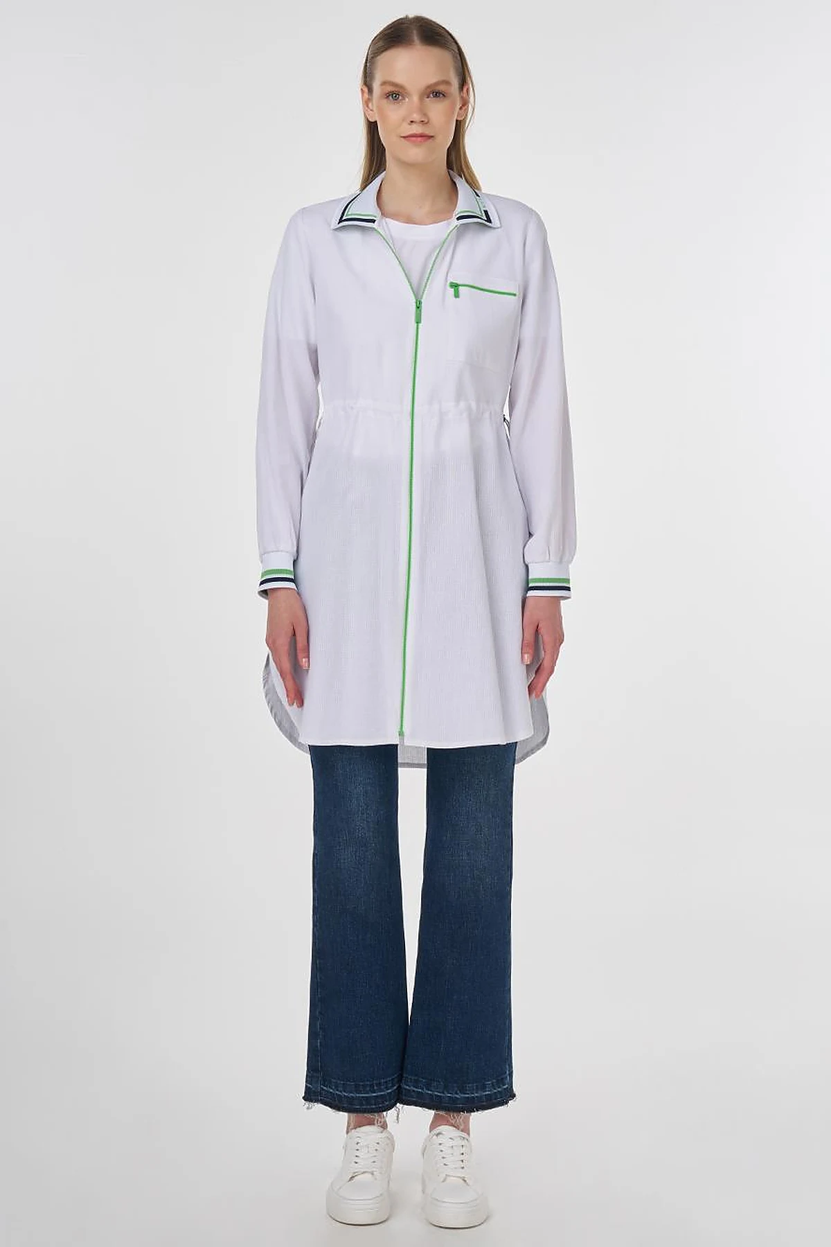 Adjustable Waist Rayon Tunic Optic White 