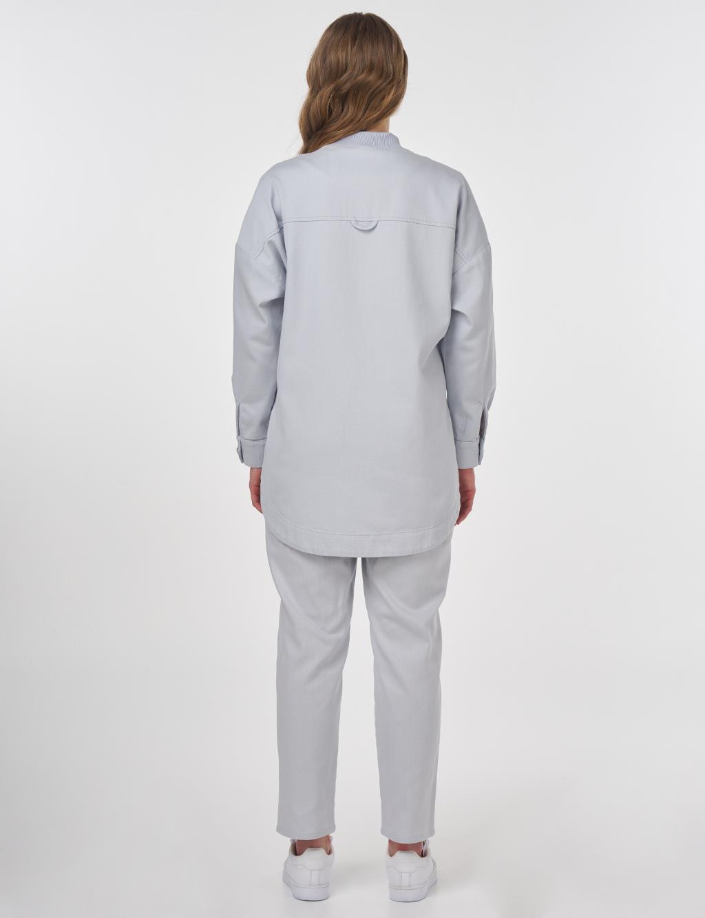 Embroidered Canvas Jacket Blue
