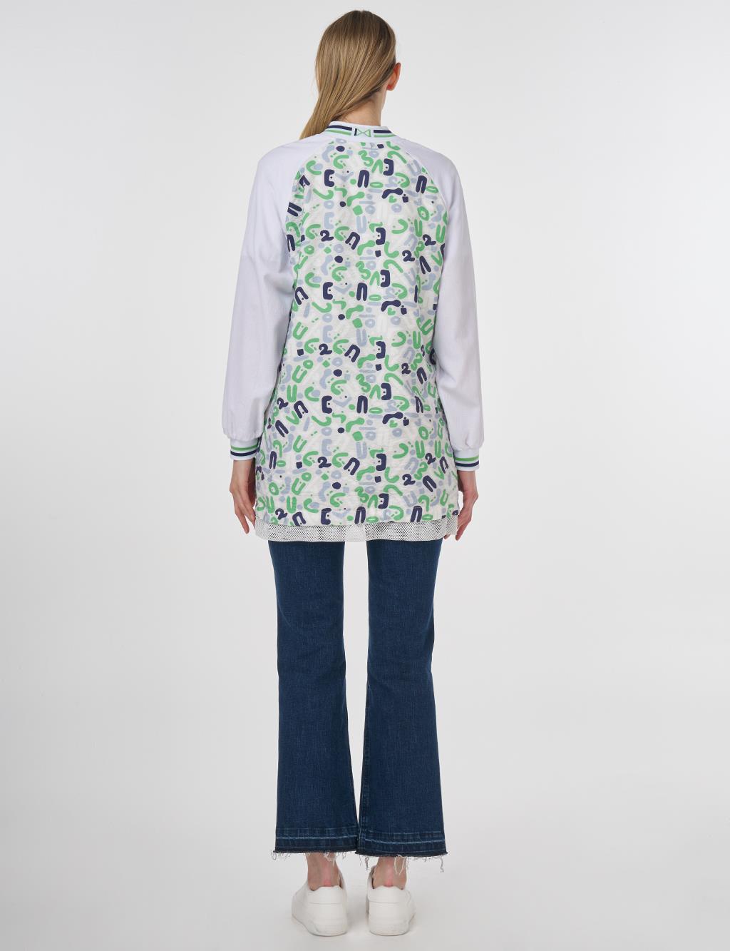 Fabric-Trimmed Printed Jacket Optic White 