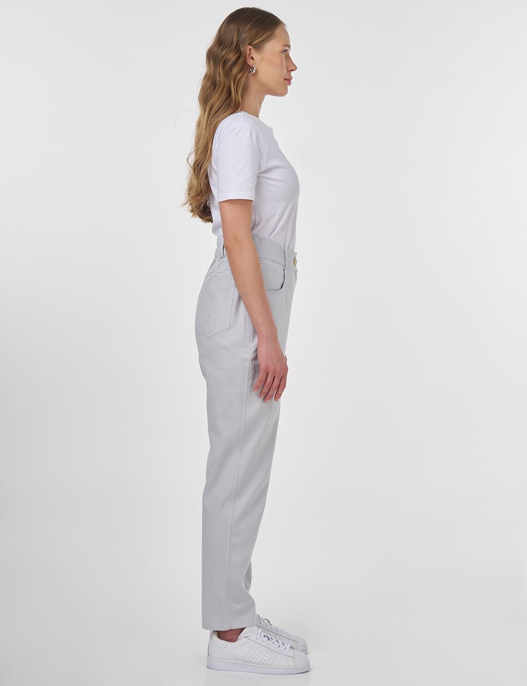 Carrot Cut Canvas Trousers Blue