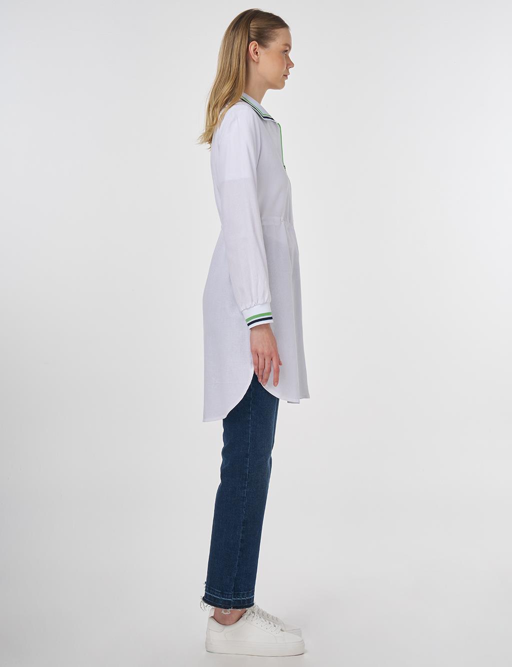 Adjustable Waist Rayon Tunic Optic White 