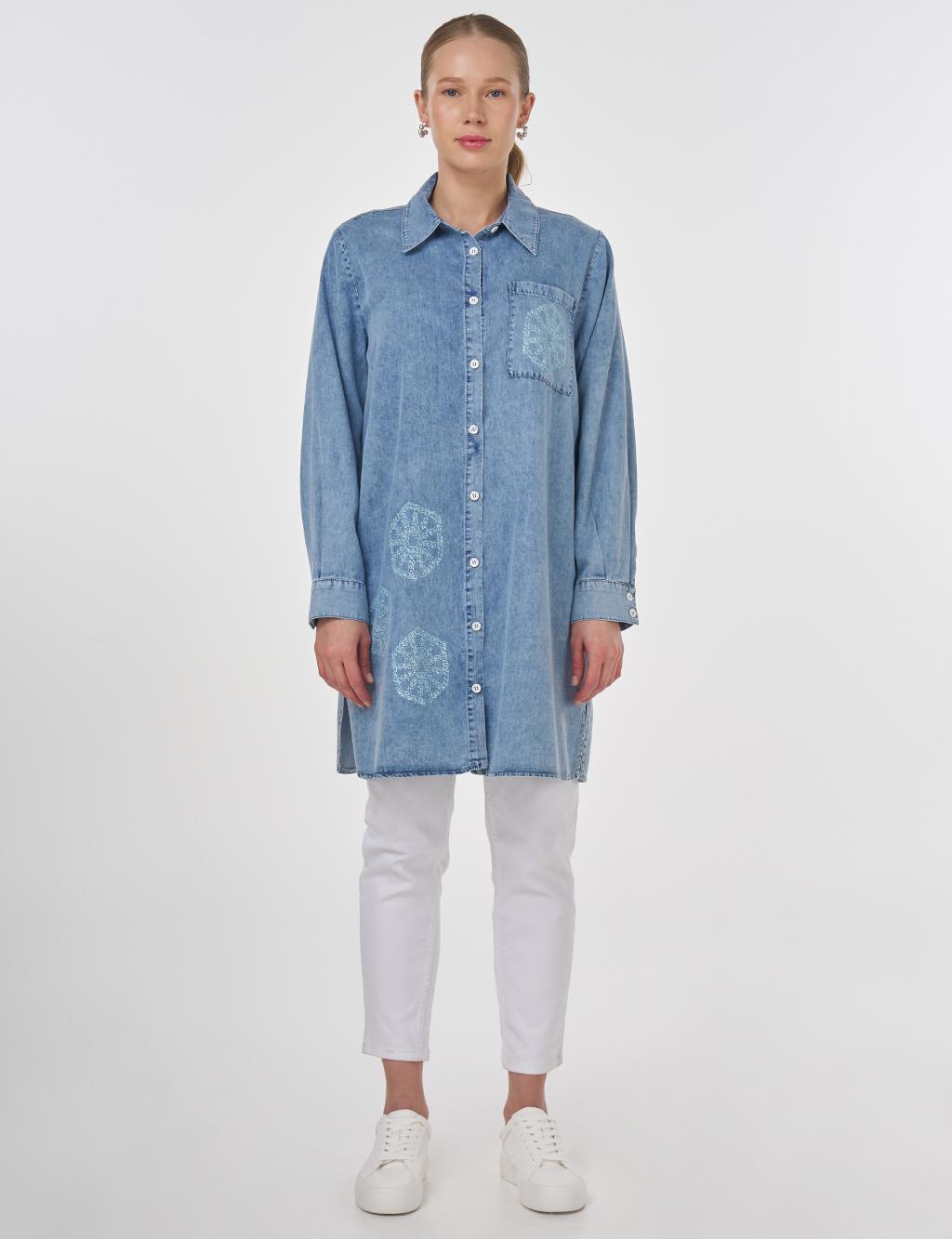 Printed Long Lyocell Tunic Towel Washed 