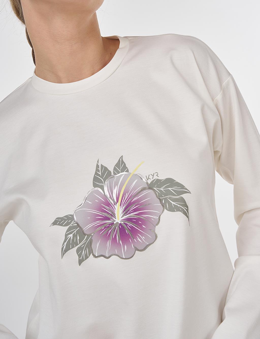 Crew Neck Jersey Blouse Ecru 