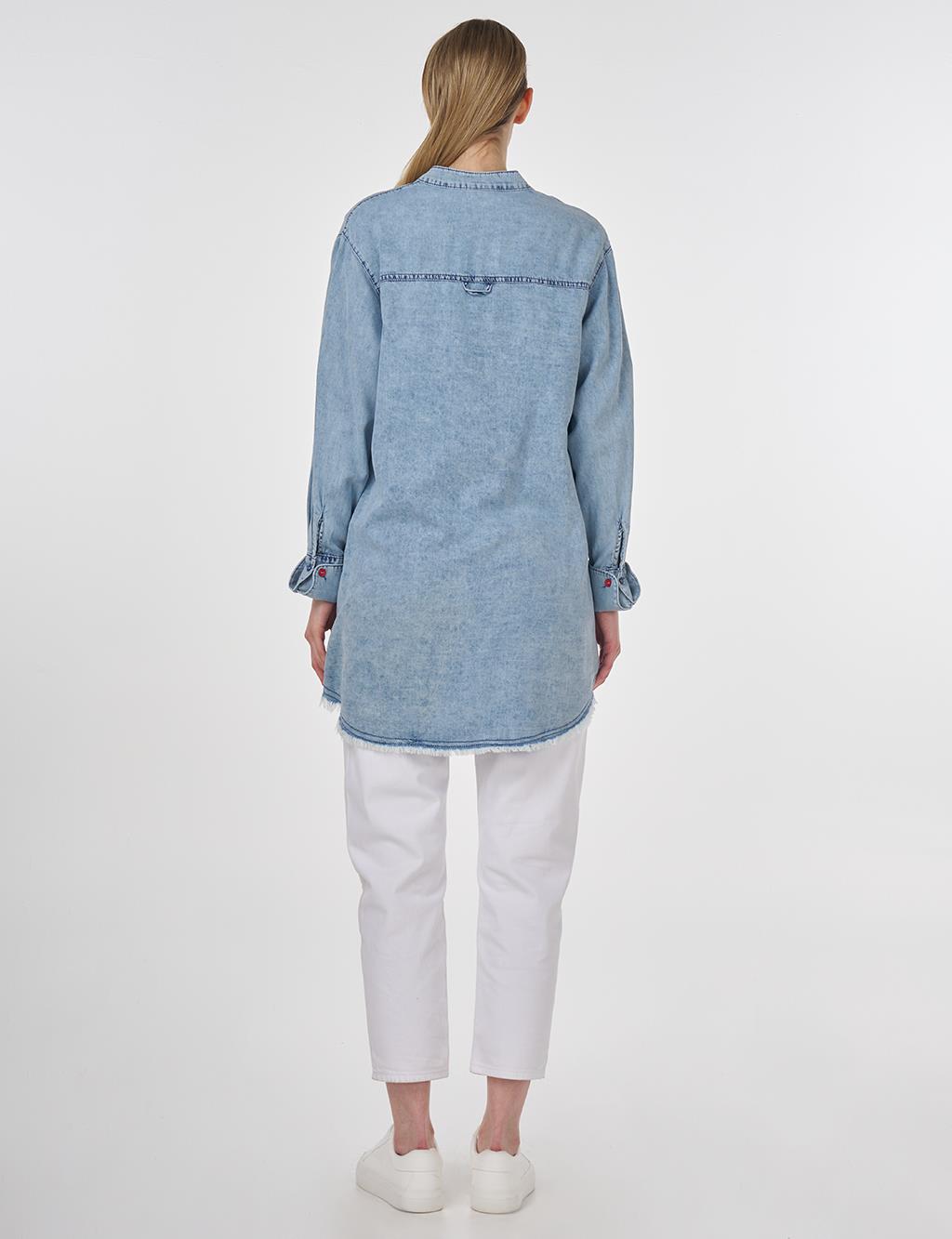 Mandarin Collar Lyocell Tunic Towel Washed