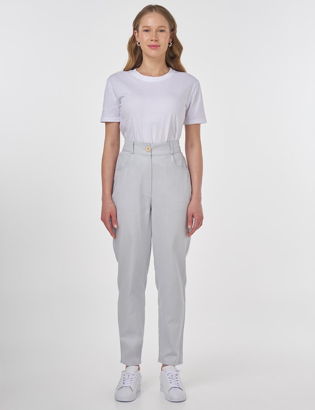 Carrot Cut Canvas Trousers Blue