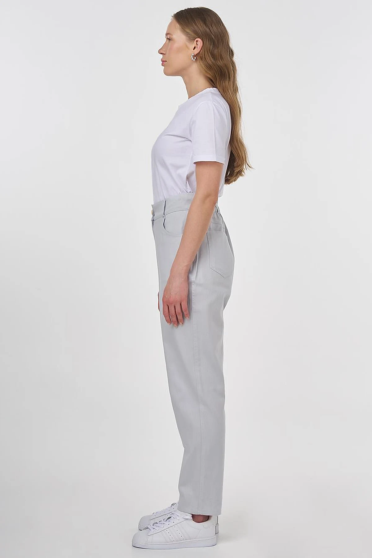 Carrot Cut Canvas Trousers Blue