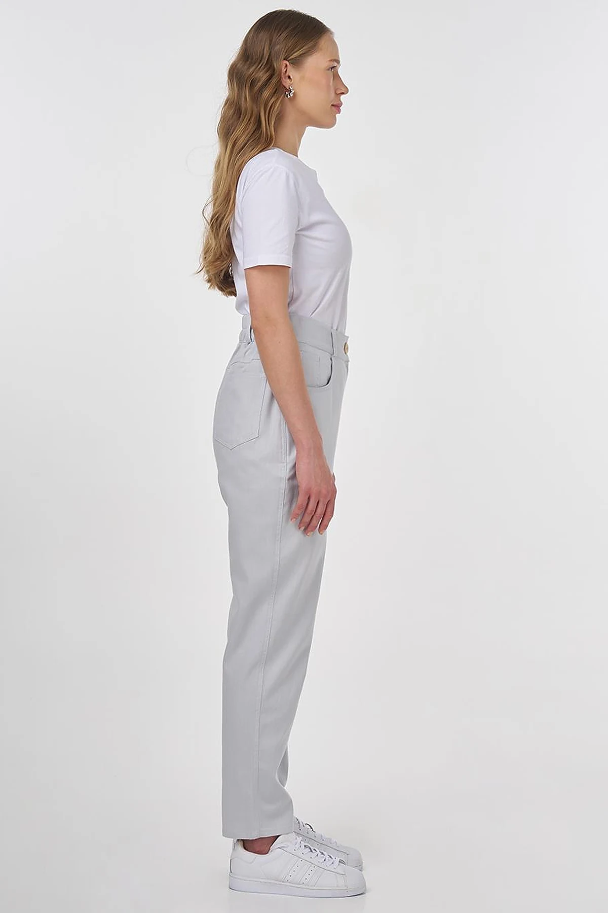 Carrot Cut Canvas Trousers Blue