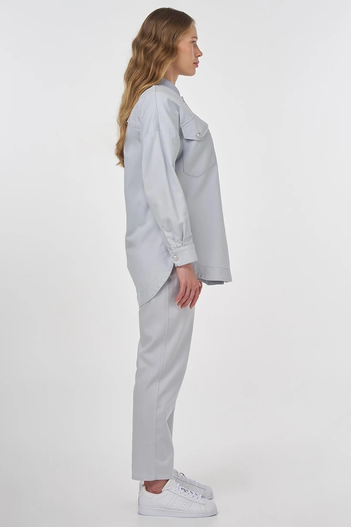 Embroidered Canvas Jacket Blue