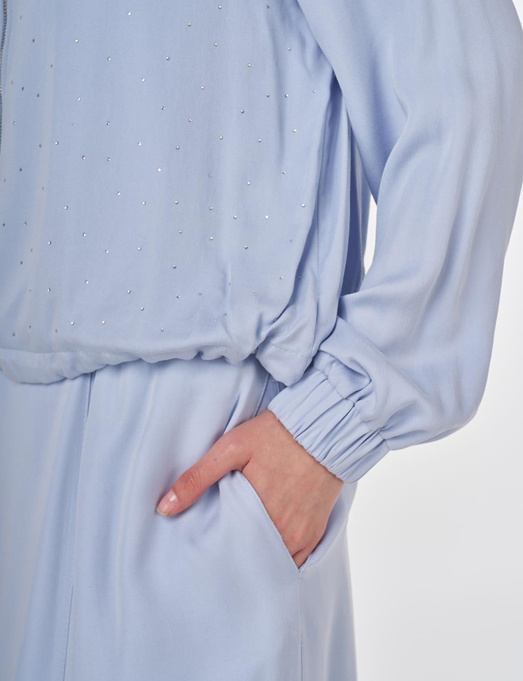 Hotfix Printed Modal Two-Piece Set in Light Blue