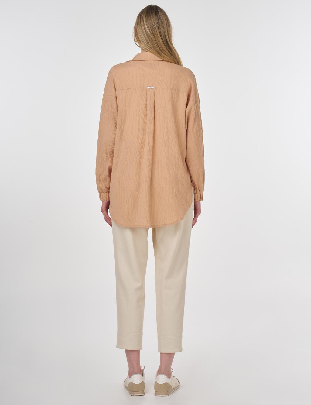 Cotton Tunic with Seashell Embellishment Nude