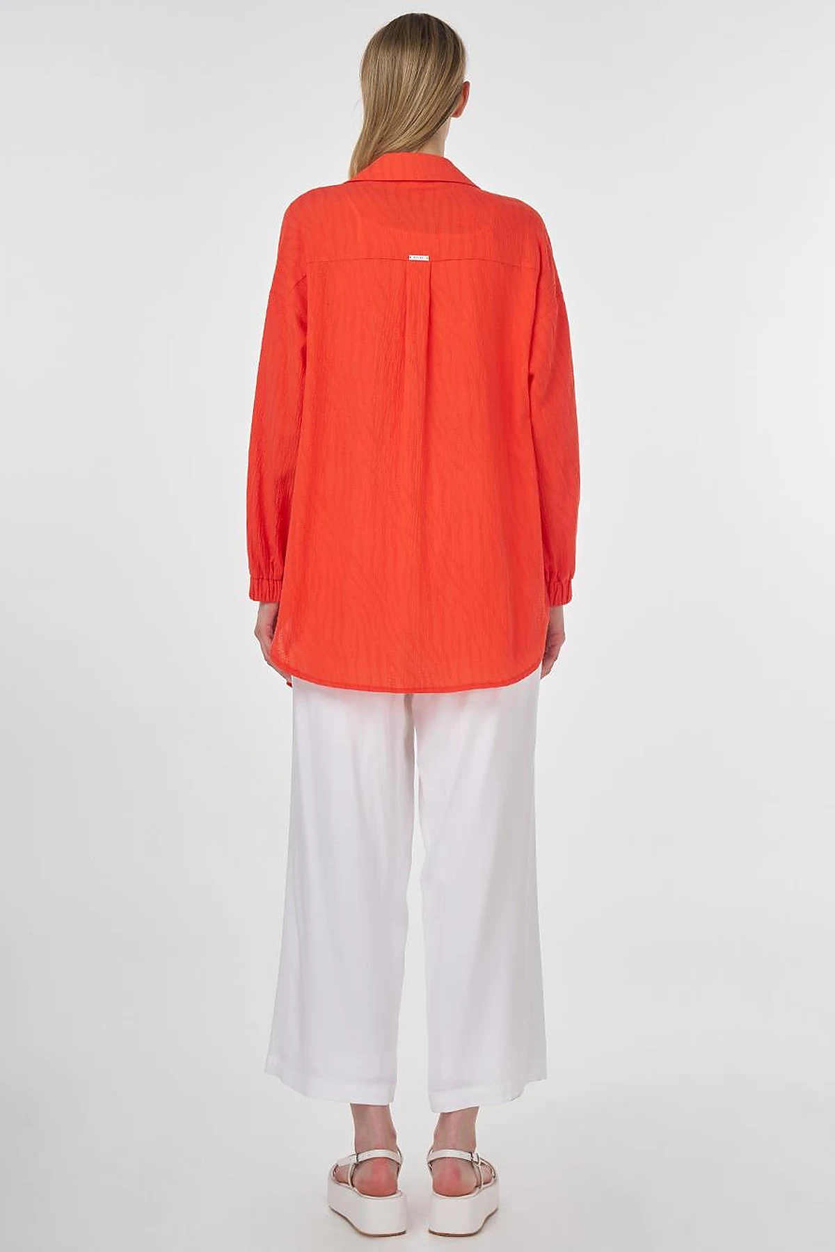 Cotton Tunic with Seashell Embellishment Coral