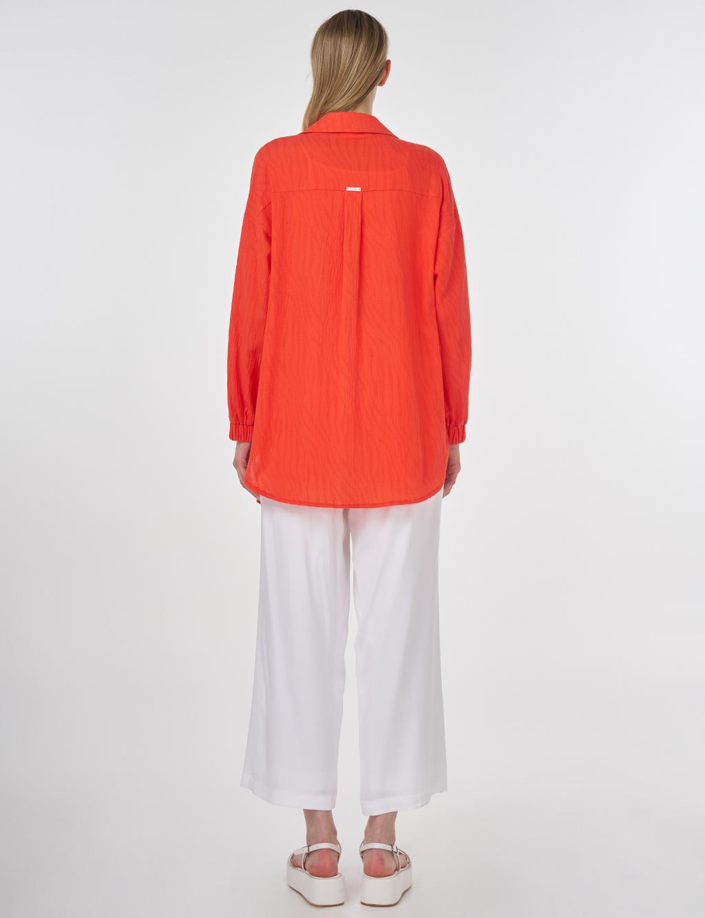 Cotton Tunic with Seashell Embellishment Coral
