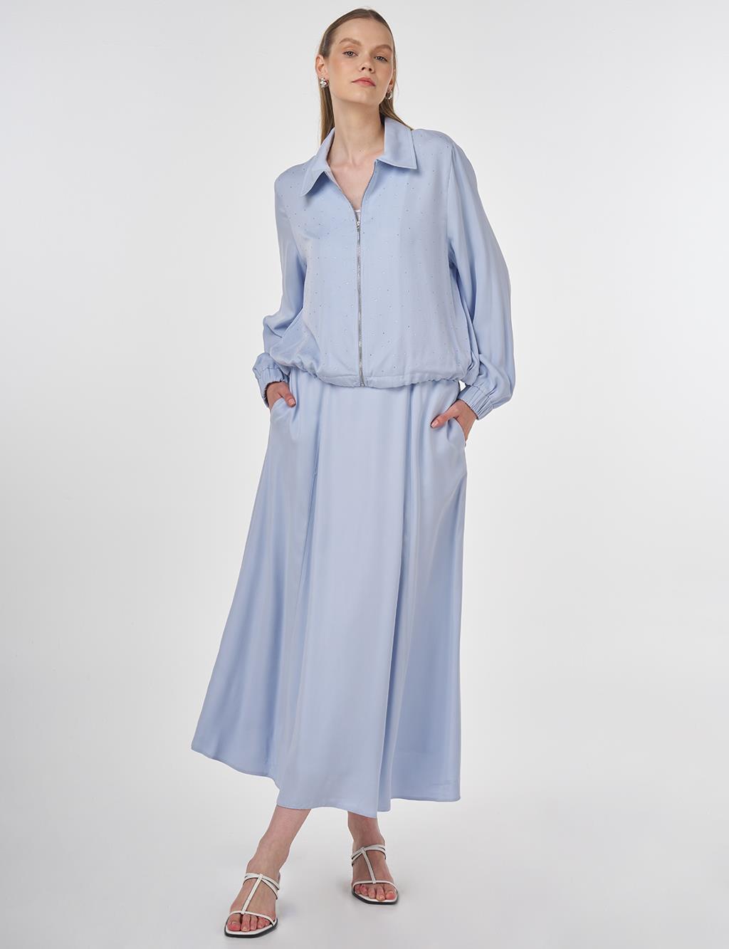 Hotfix Printed Modal Two-Piece Set in Light Blue