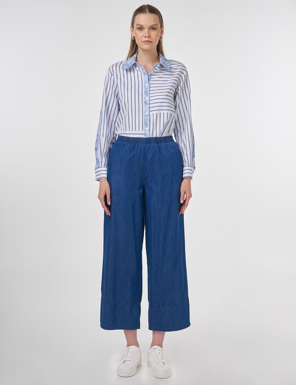 Relaxed Fit Lyocell Trousers Indigo 