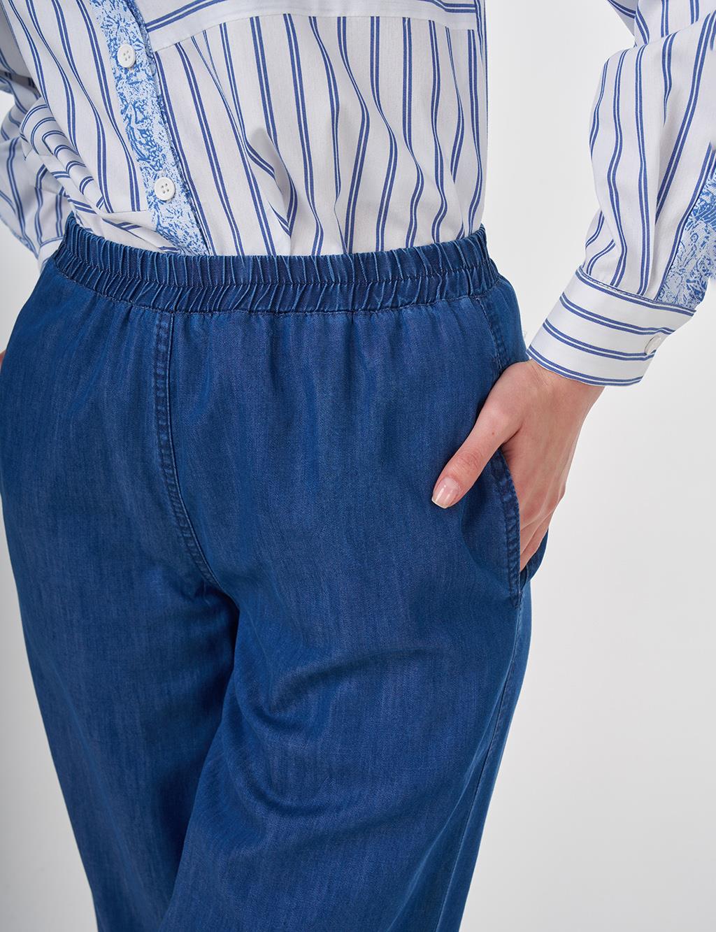 Relaxed Fit Lyocell Trousers Indigo 