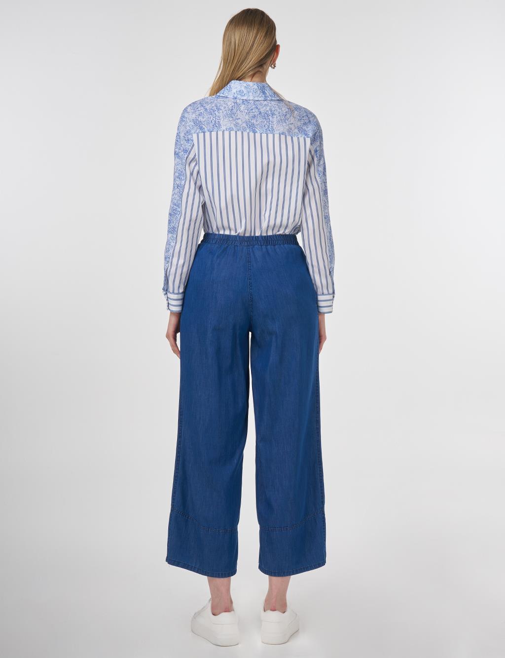 Relaxed Fit Lyocell Trousers Indigo 