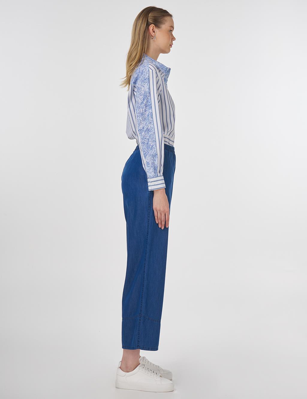 Relaxed Fit Lyocell Trousers Indigo 
