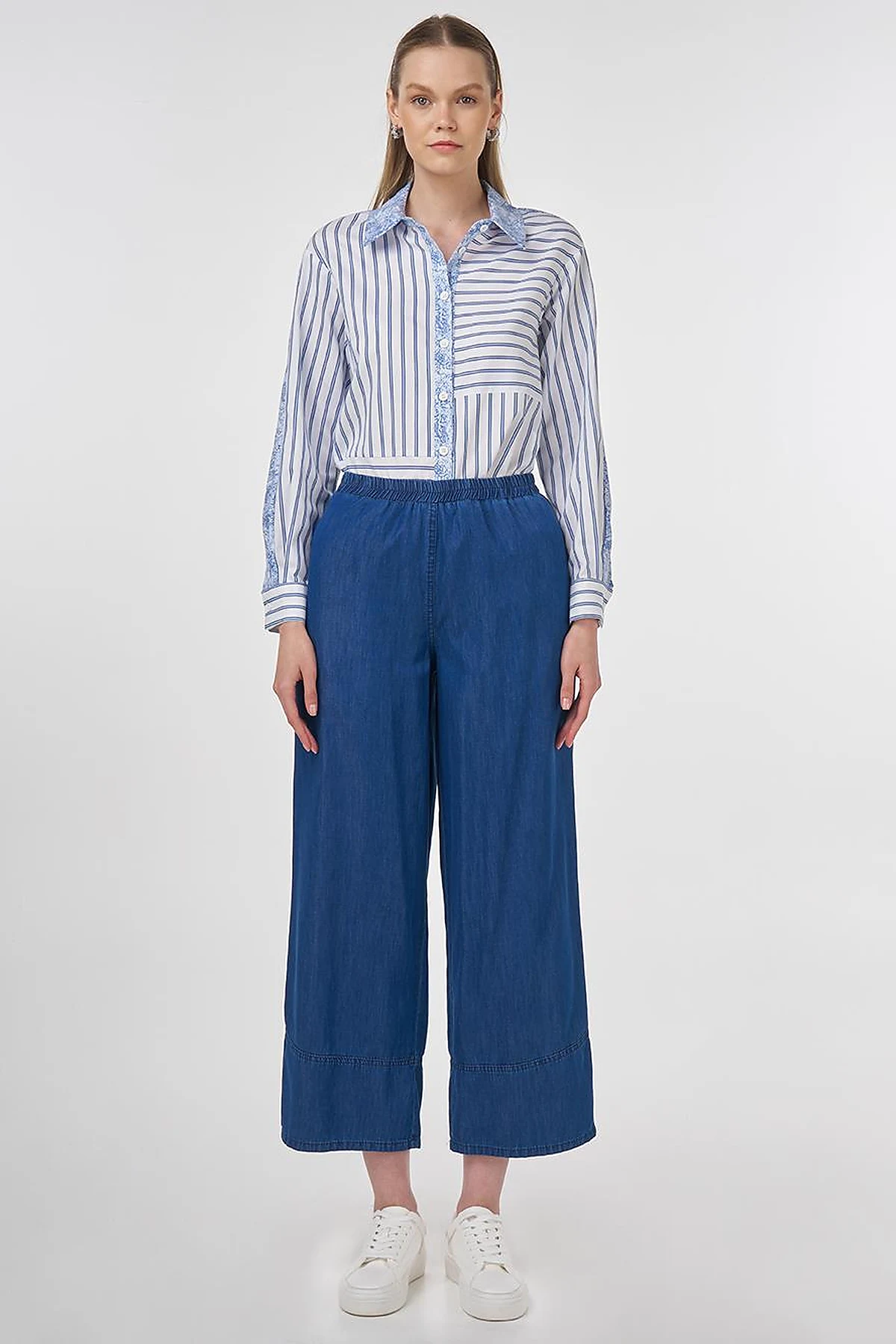 Relaxed Fit Lyocell Trousers Indigo 