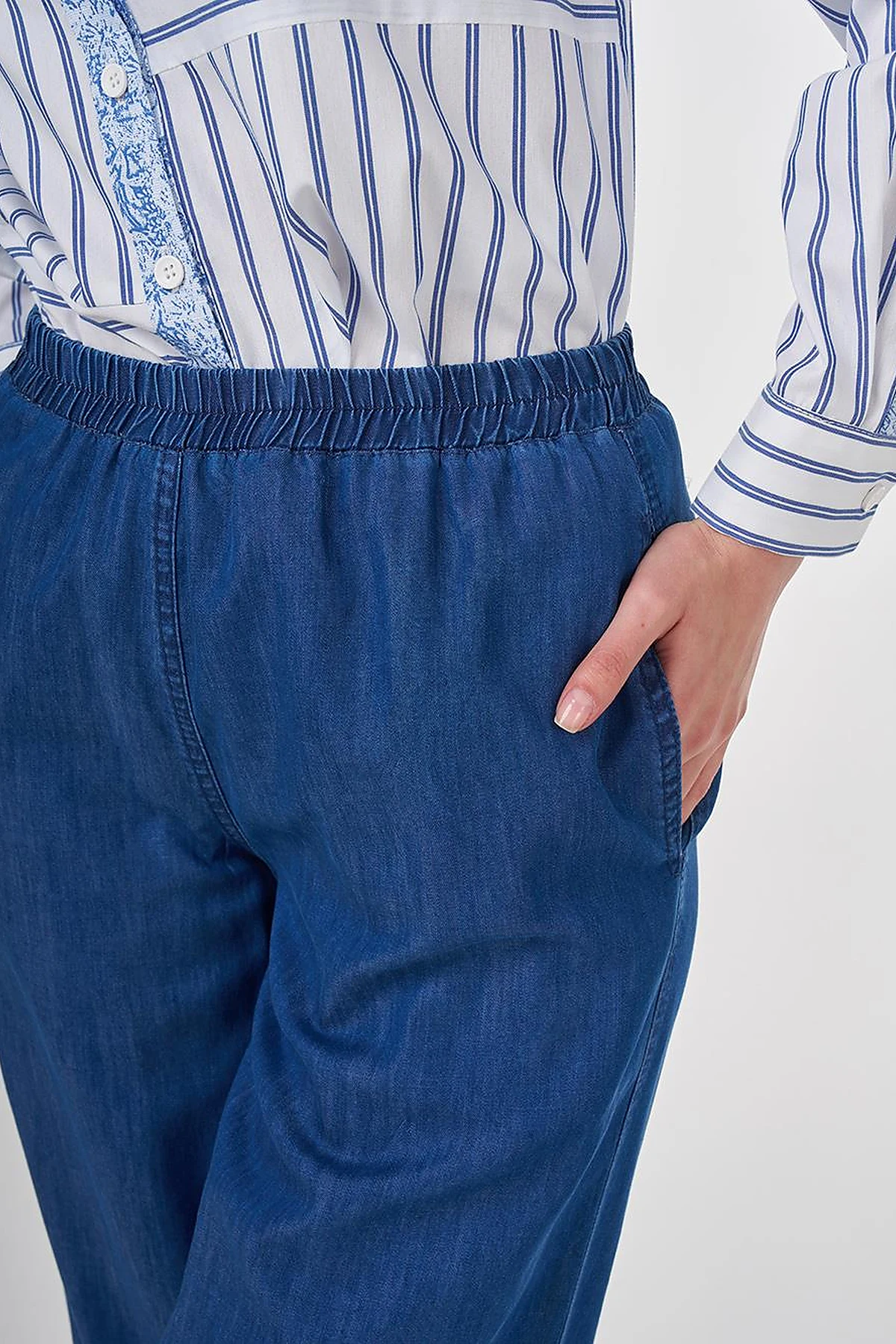 Relaxed Fit Lyocell Trousers Indigo 