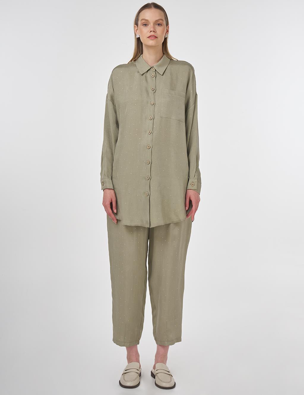 Hotfix Printed Lyocell Two-Piece Set in Mold Green