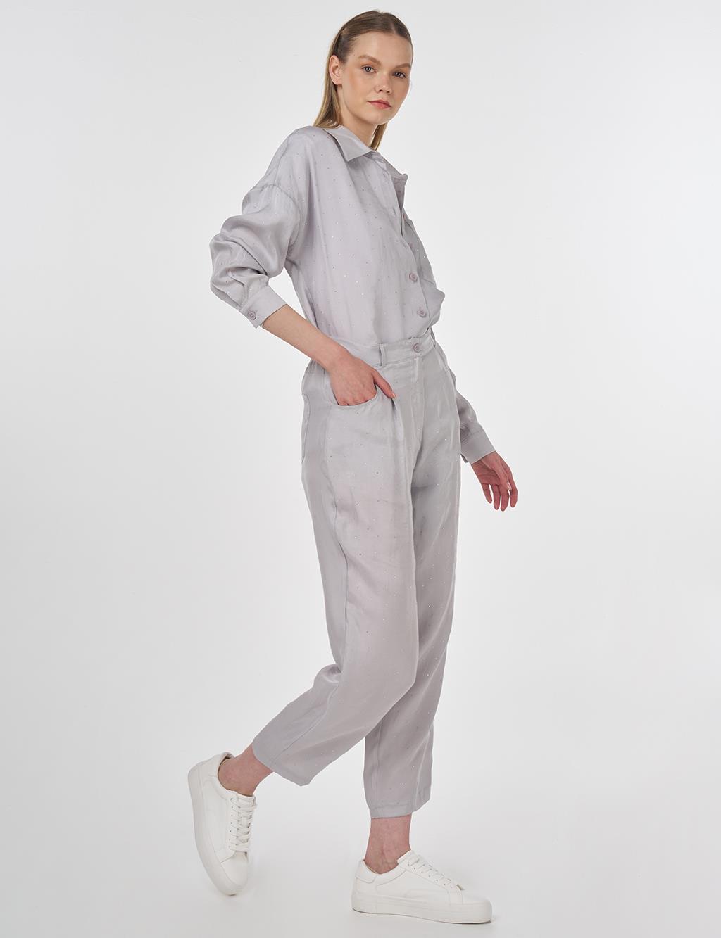 Hotfix Printed Lyocell Two-Piece Set in Gray 