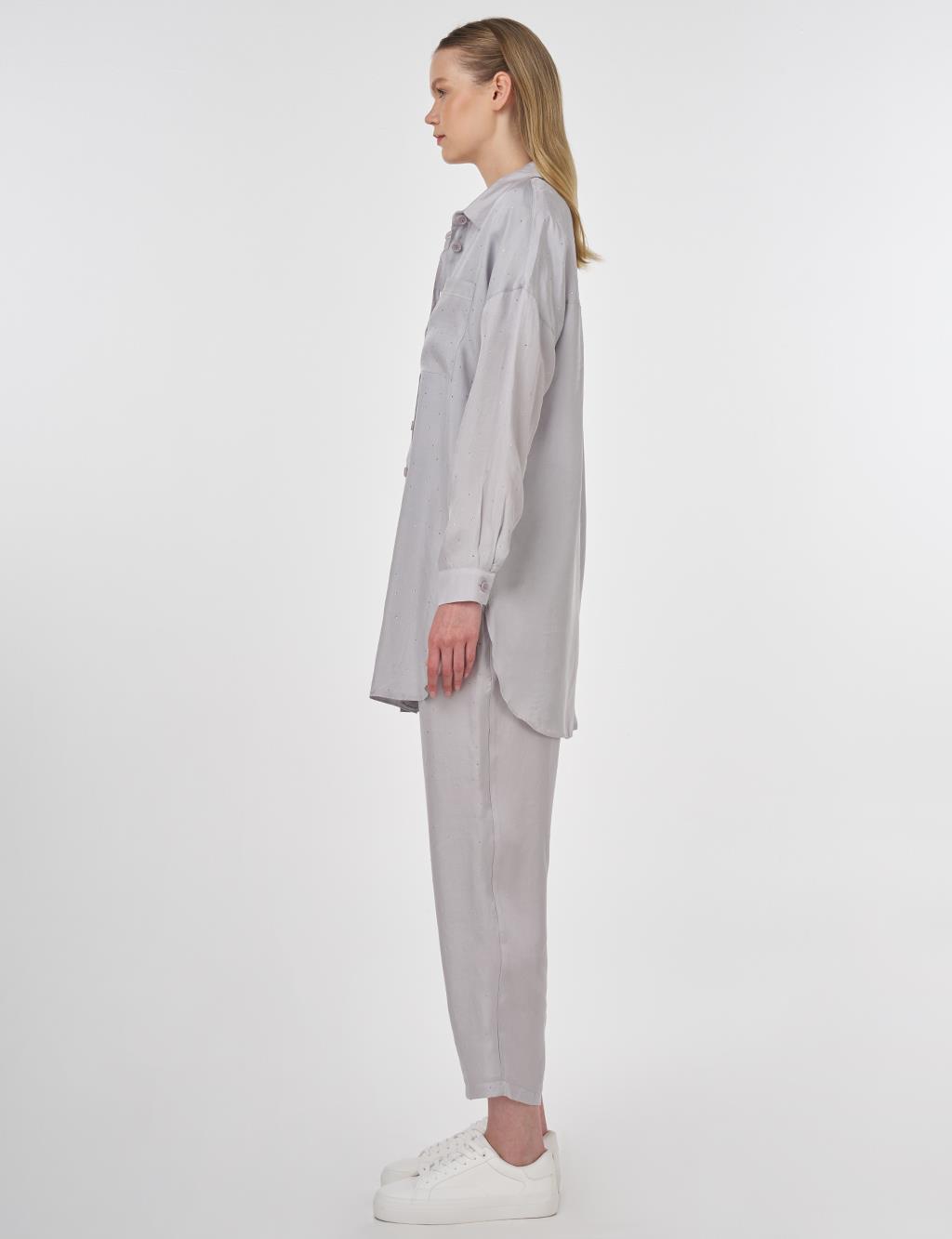 Hotfix Printed Lyocell Two-Piece Set in Gray 