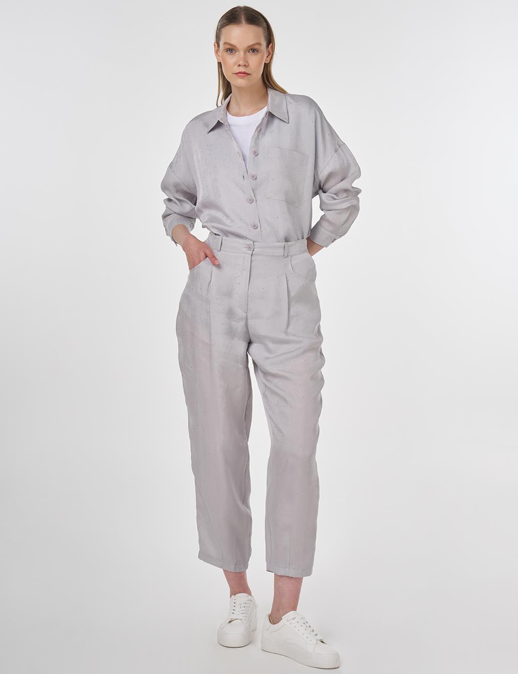 Hotfix Printed Lyocell Two-Piece Set in Gray 