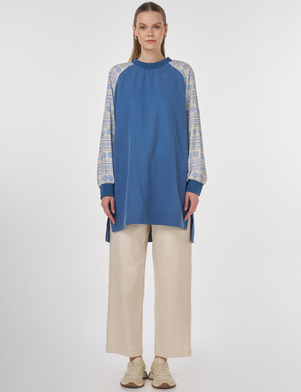 Fabric-Panel Modal Tunic Indigo