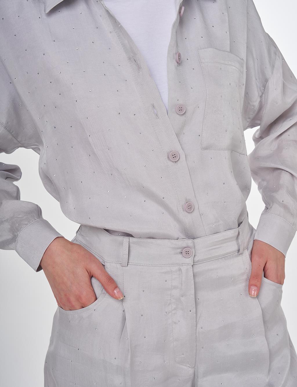 Hotfix Printed Lyocell Two-Piece Set in Gray 
