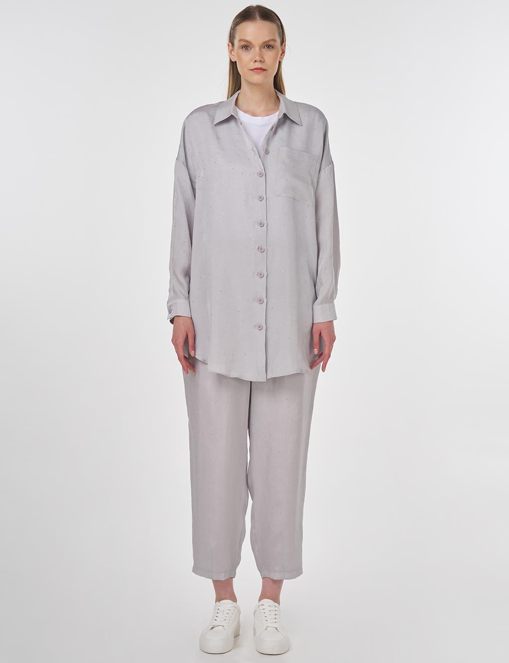 Hotfix Printed Lyocell Two-Piece Set in Gray 