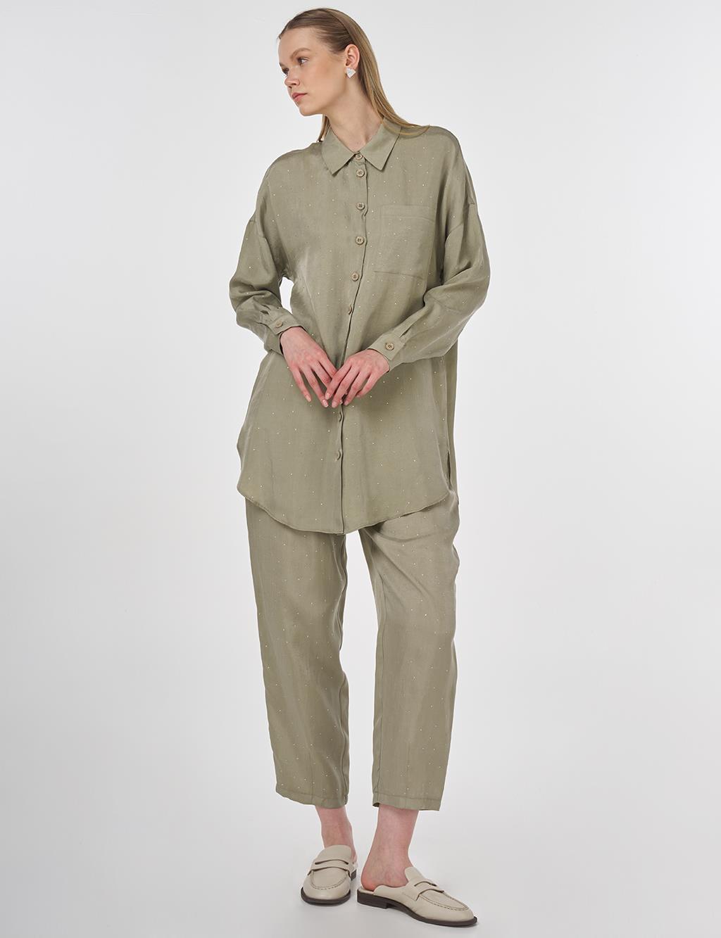 Hotfix Printed Lyocell Two-Piece Set in Mold Green