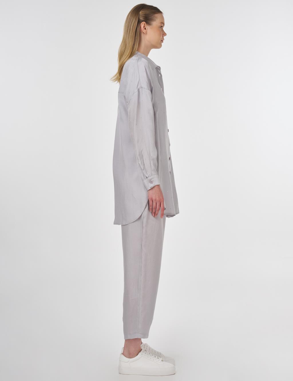 Hotfix Printed Lyocell Two-Piece Set in Gray 
