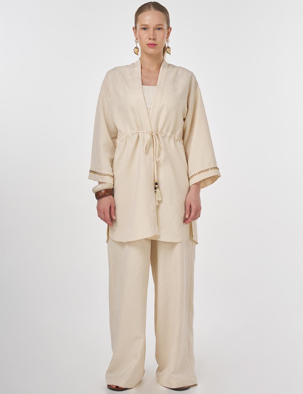 Tie-Front Modal Two-Piece Set Cream