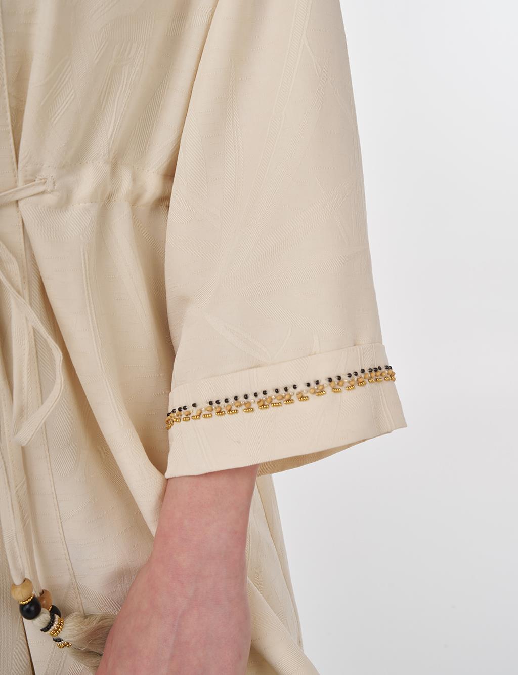 Tie-Front Modal Two-Piece Set Cream