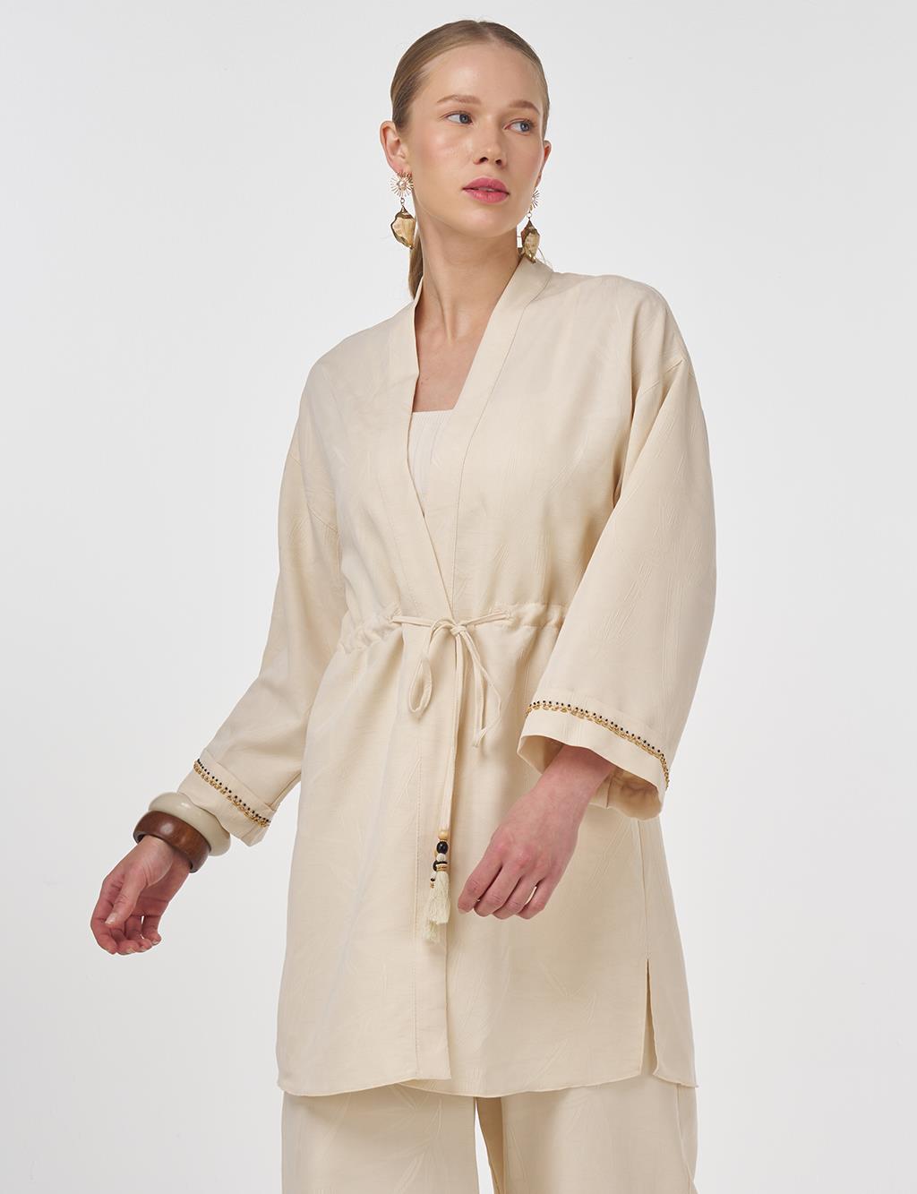 Tie-Front Modal Two-Piece Set Cream