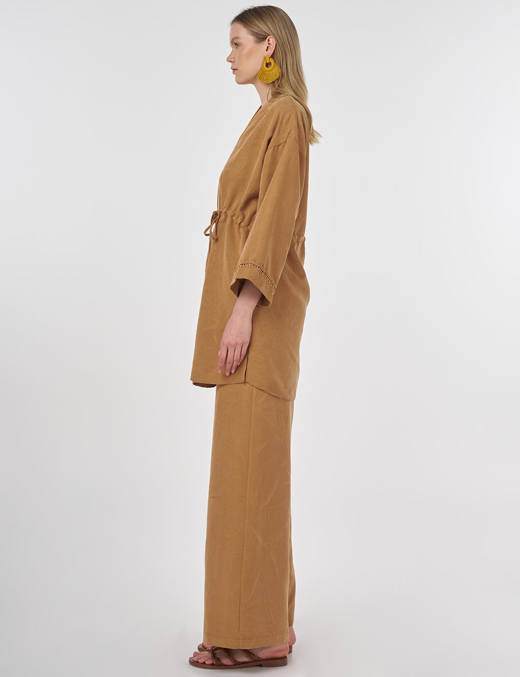Tie-Front Modal Two-Piece Set Tobacco