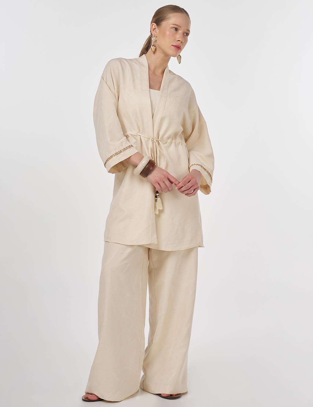 Tie-Front Modal Two-Piece Set Cream