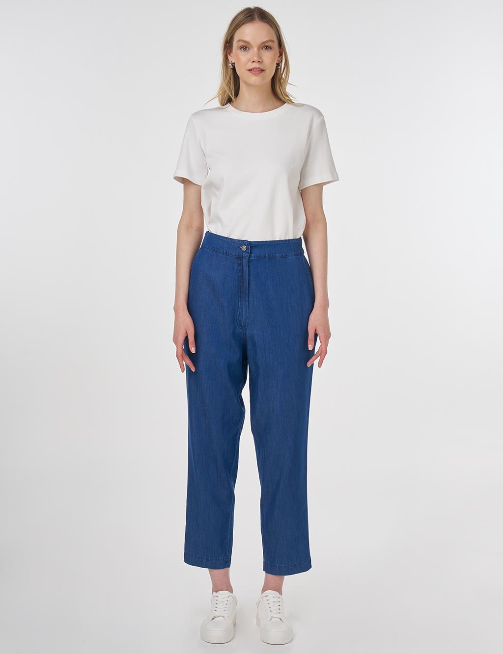 Relaxed Fit Lyocell Pants Navy