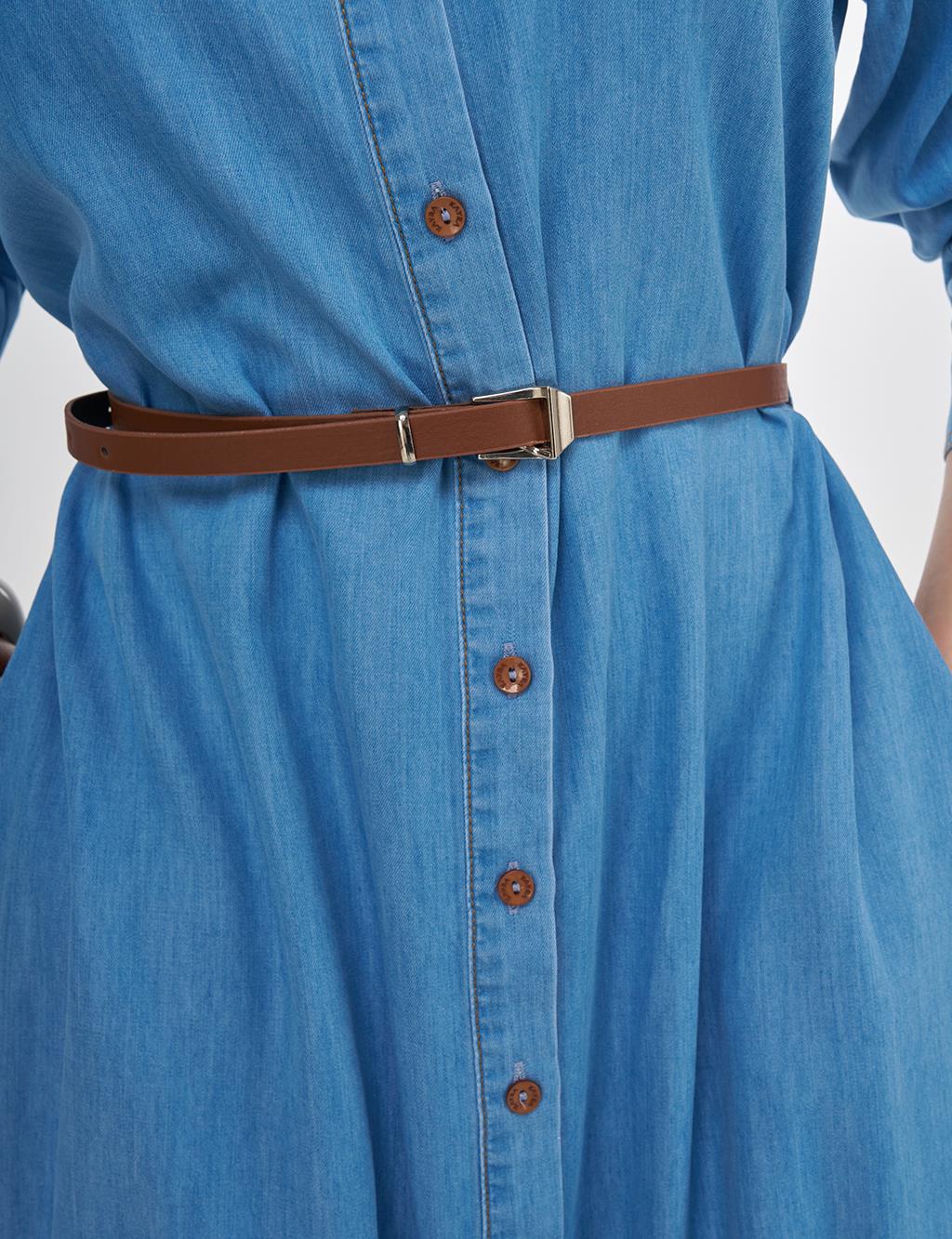 Belted Lyocell Dress Ice Blue