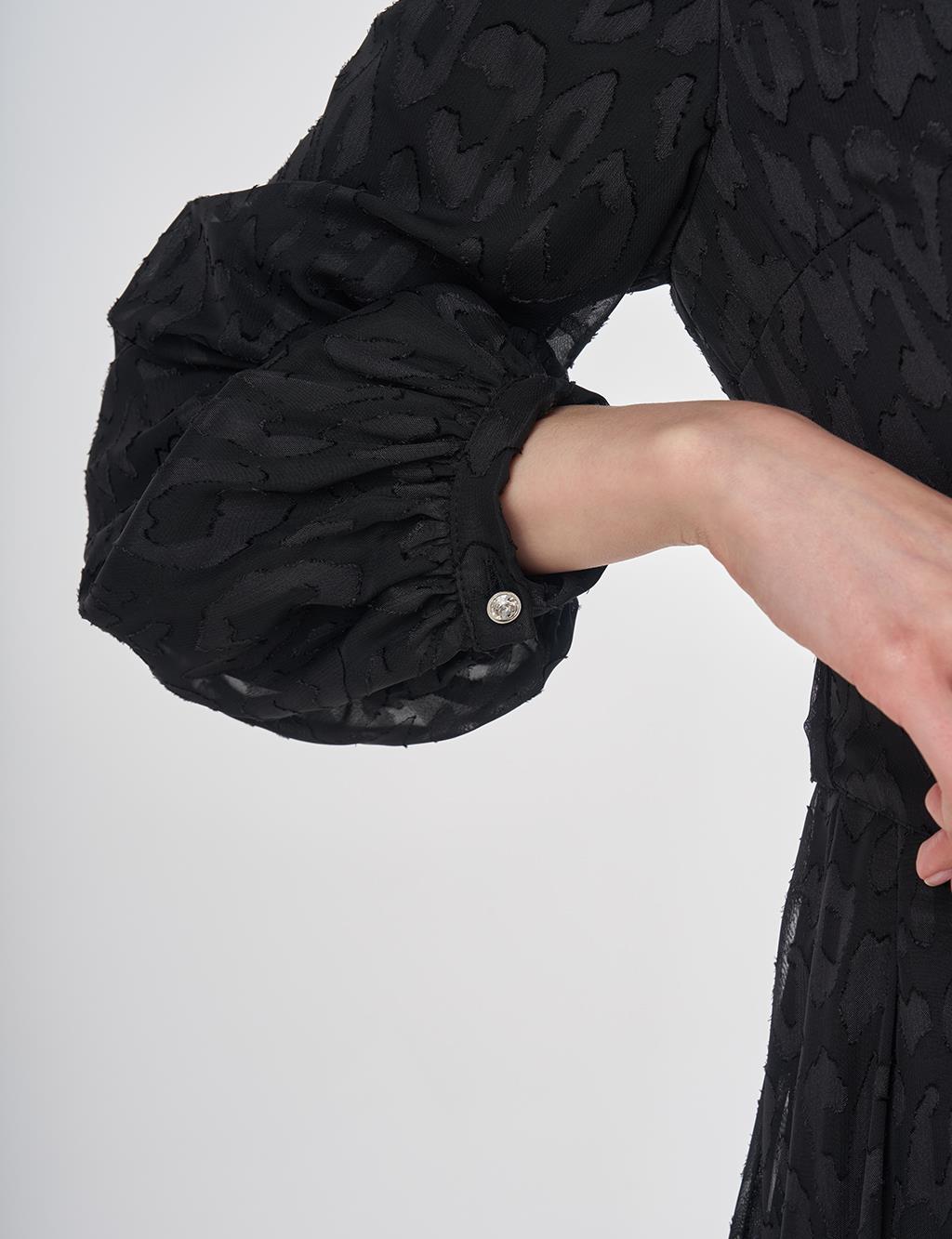 Jacquard Dress with Metal Accessories Black