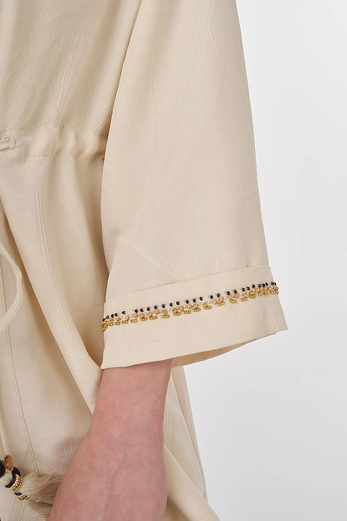 Tie-Front Modal Two-Piece Set Cream