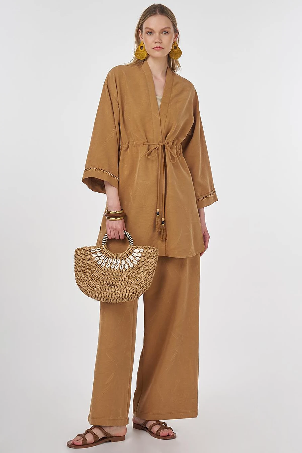 Tie-Front Modal Two-Piece Set Tobacco