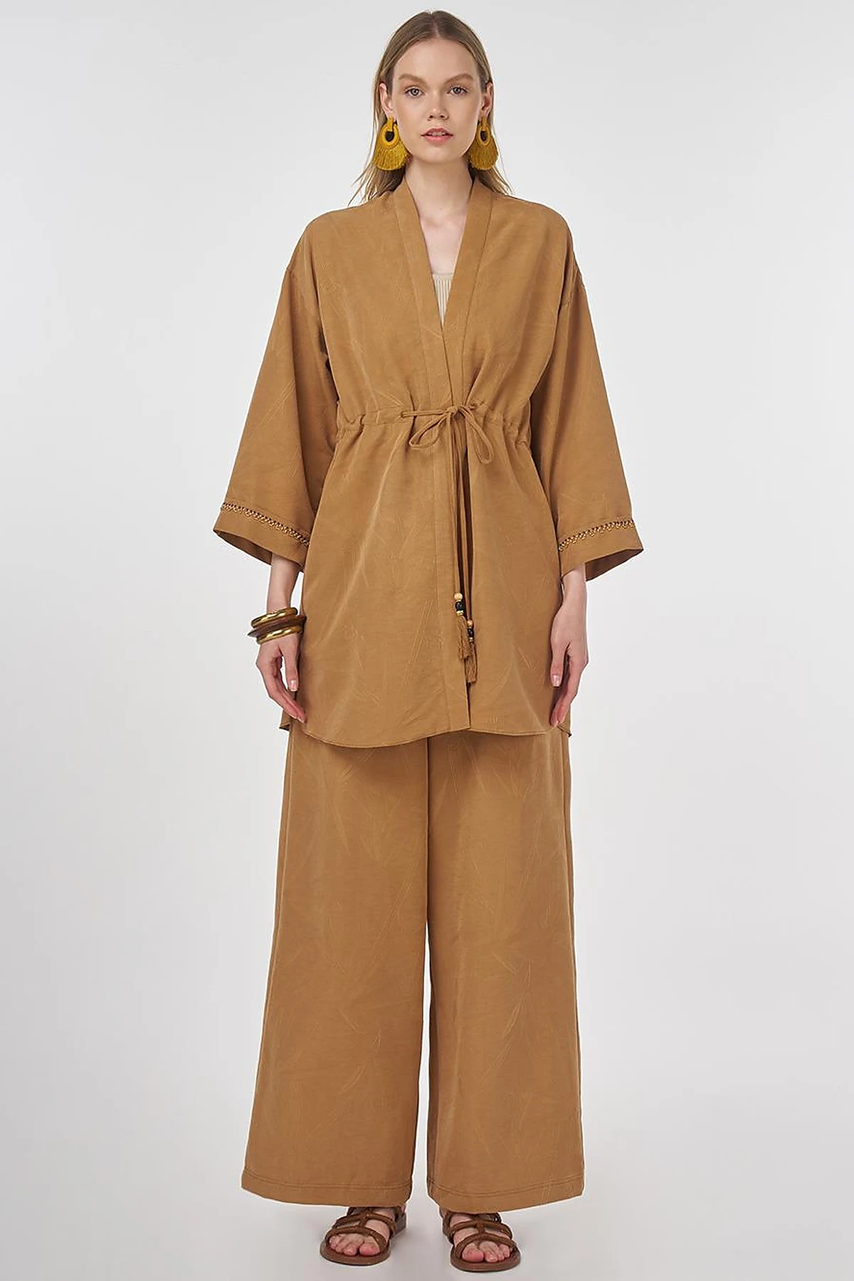 Tie-Front Modal Two-Piece Set Tobacco