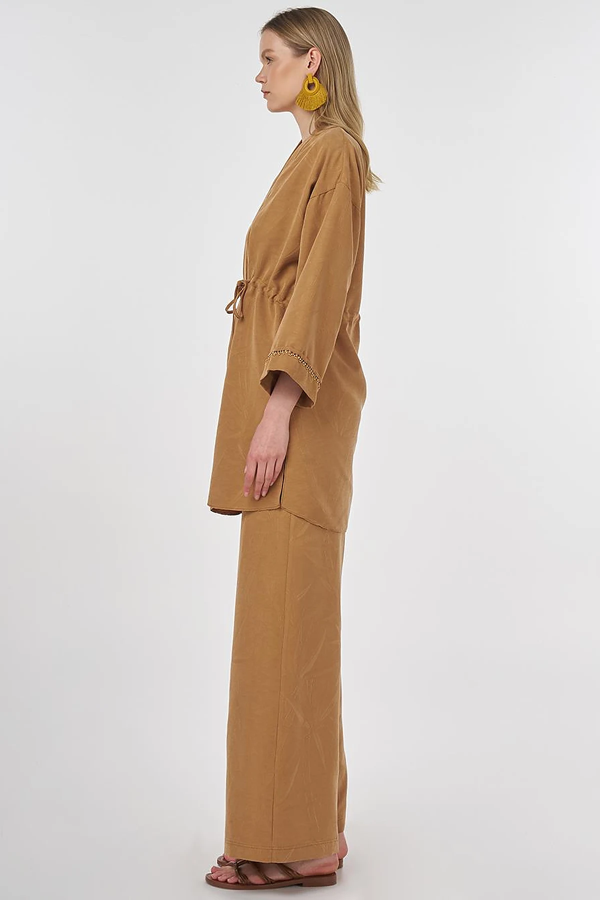 Tie-Front Modal Two-Piece Set Tobacco