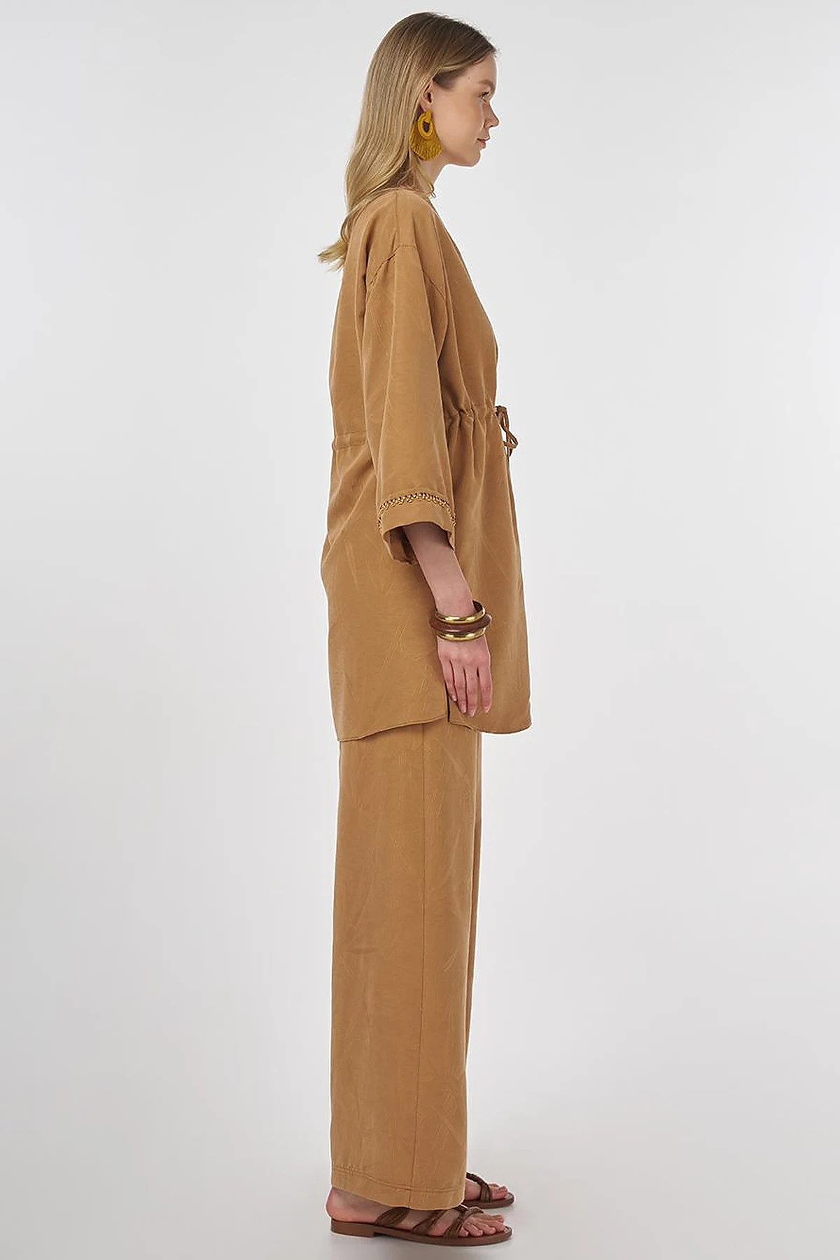 Tie-Front Modal Two-Piece Set Tobacco