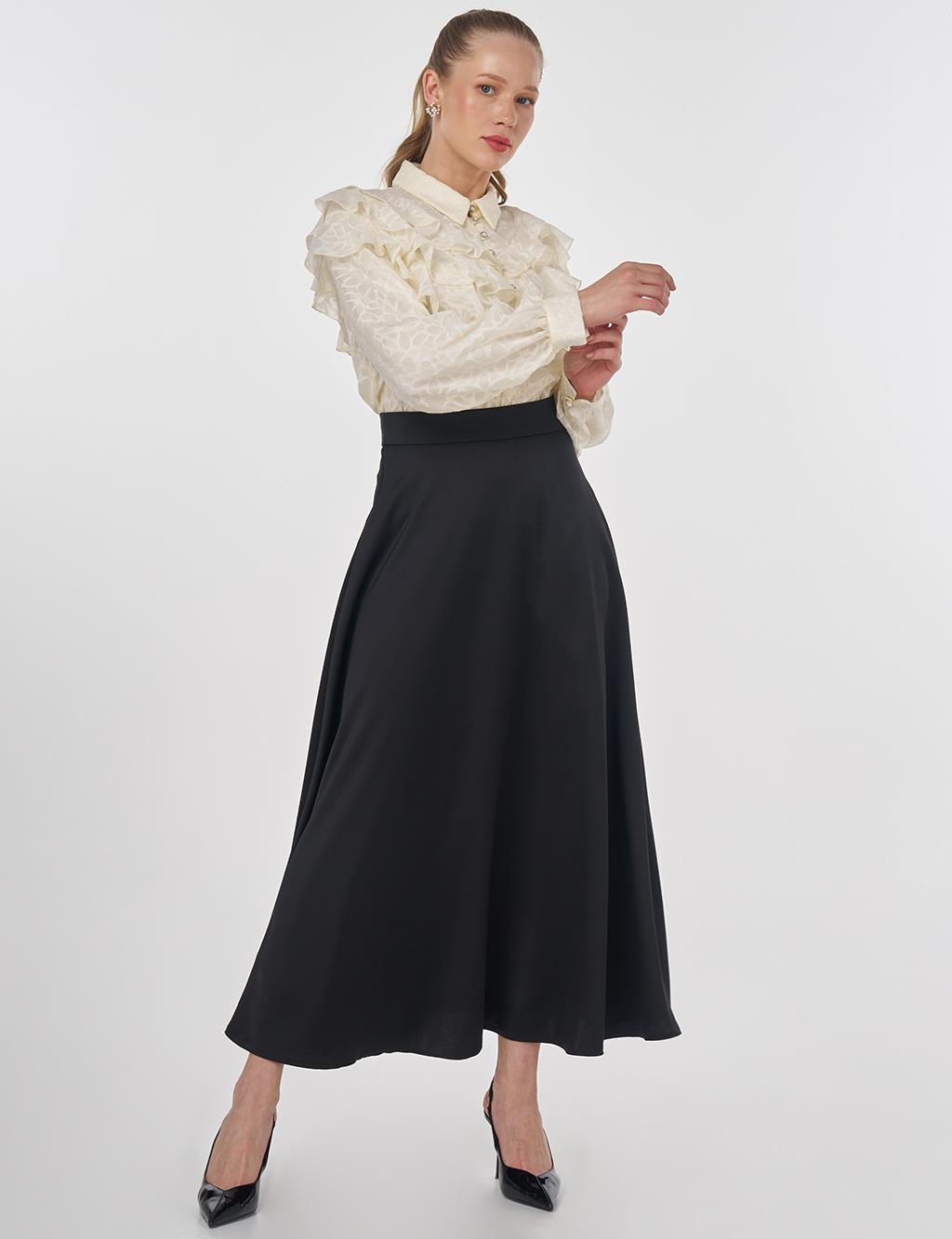 Ruffled Jacquard Blouse Ecru