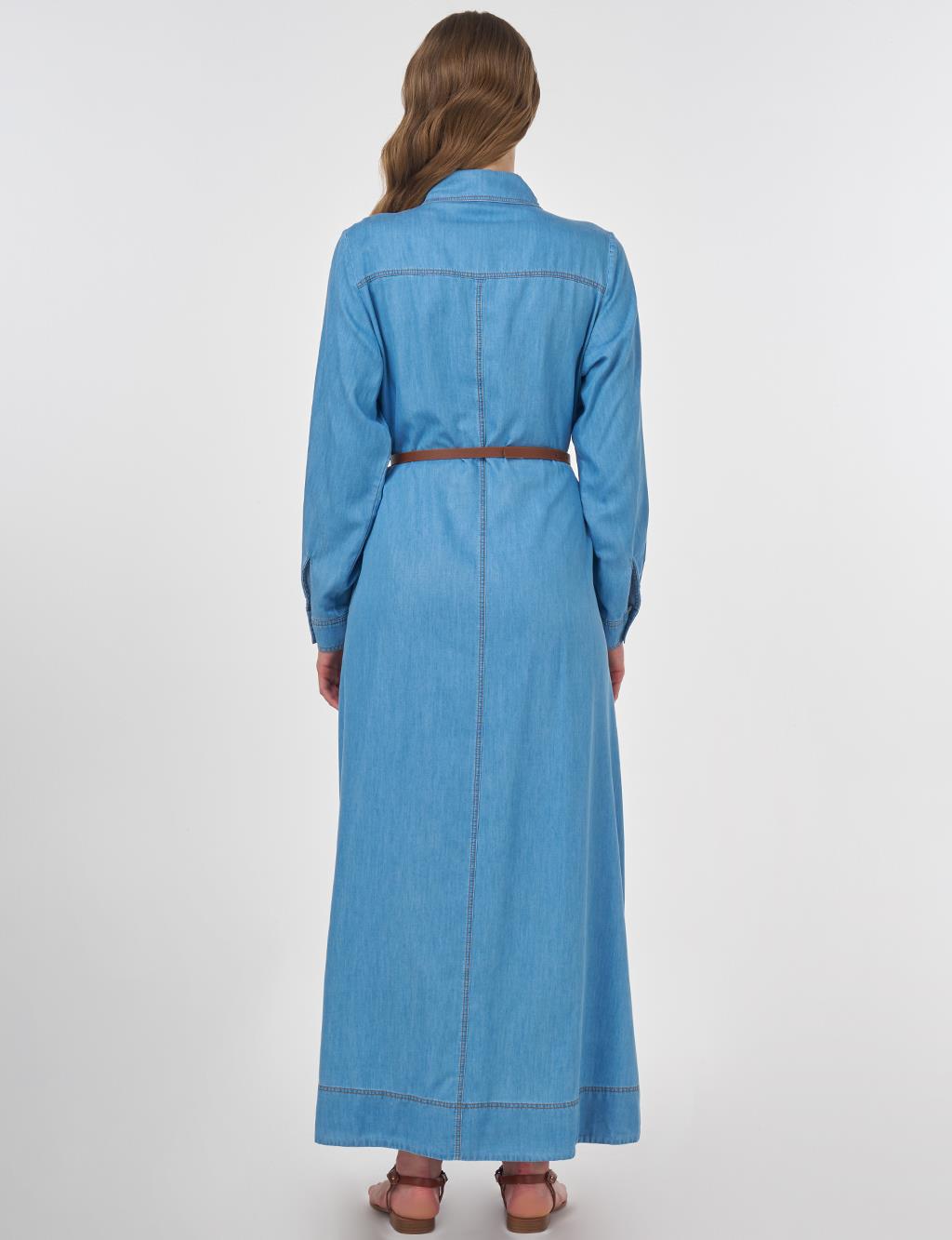 Belted Lyocell Dress Ice Blue